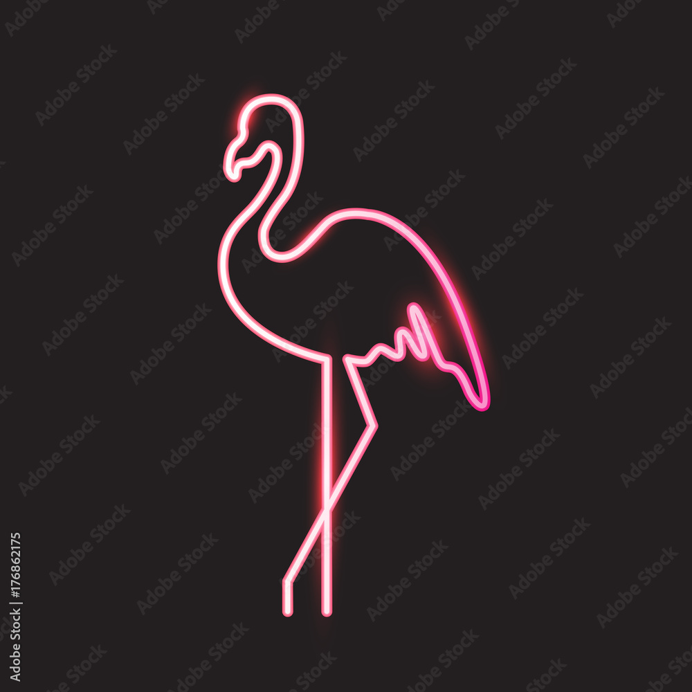 Fototapeta premium Flamingo neon light. Vector illustration EPS 10