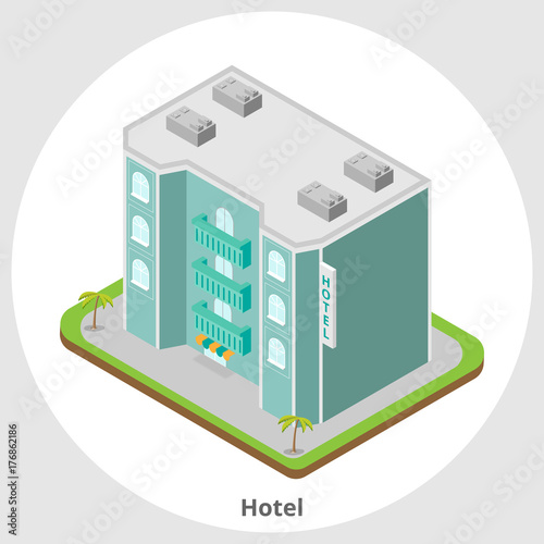 Vector isometric icon or infographic element representing hotel