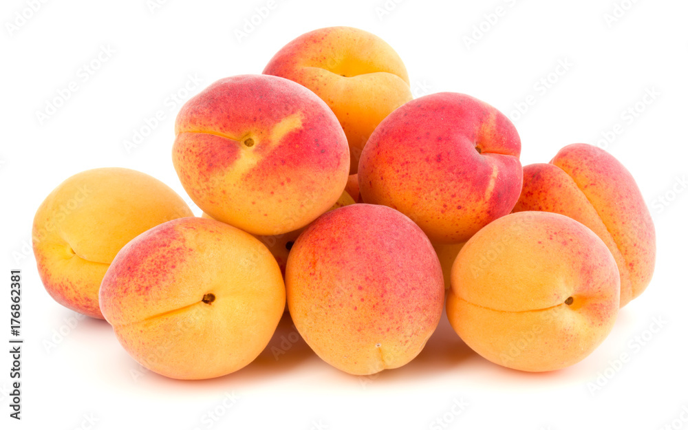 A bunch of apricot fruit isolated on white background cutout A bunch of apricot fruit isolated on white background cutout