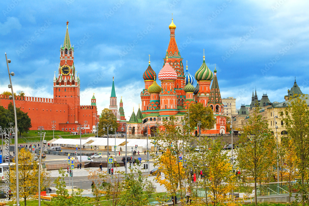 Kremlin and Cathedral of St. Basil at the Red Square in Moscow, Russia. Kremlin and Cathedral of St. Basil at the Red Square in Moscow, Russia.