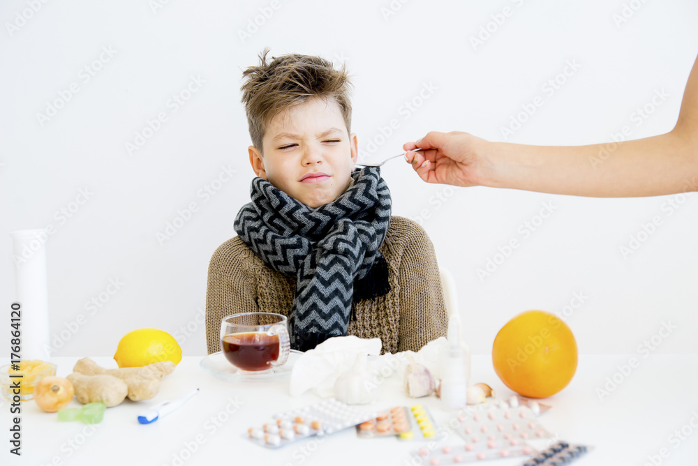 Boy having flu Boy having flu