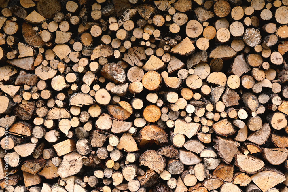 Firewood stored away for the winter Firewood stored away for the winter