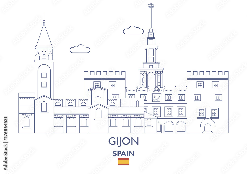 Gijon City Skyline, Spain