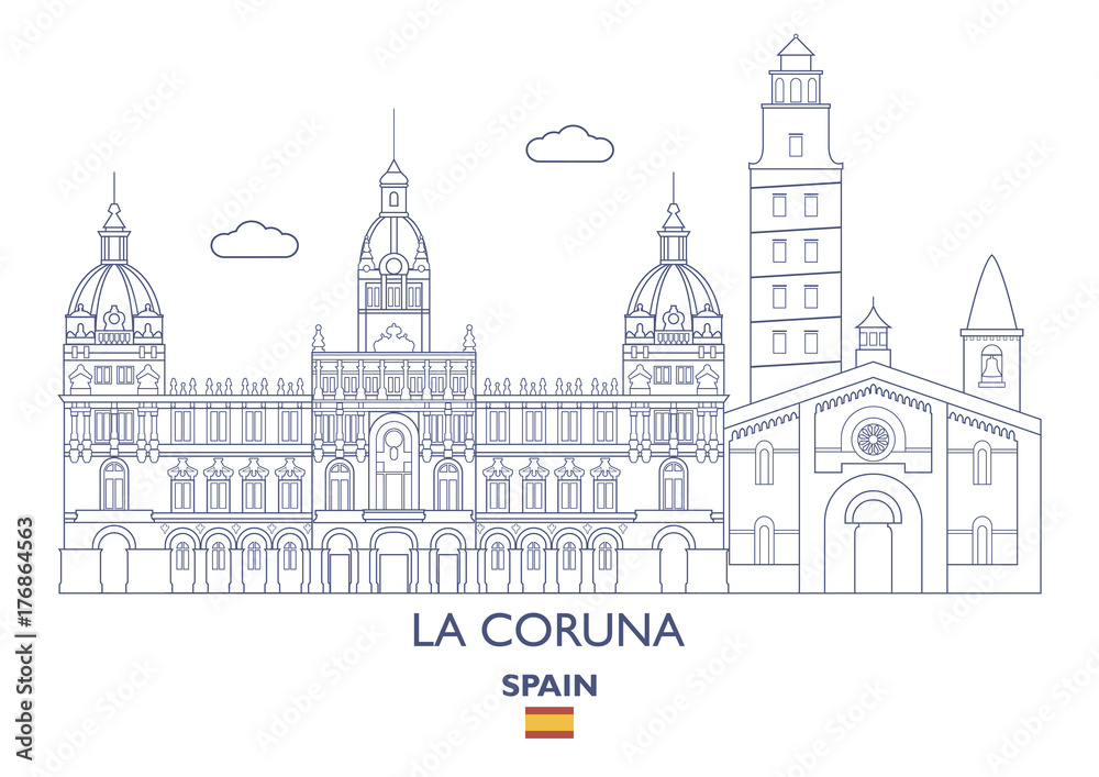 La Coruna City Skyline, Spain