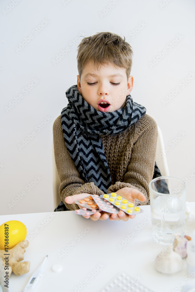 Boy having flu Boy having flu