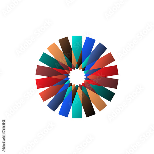 Circular multicolored pattern. Spirographic symbol. Logo in the form of a colored whirlpool. Vector illustration photo