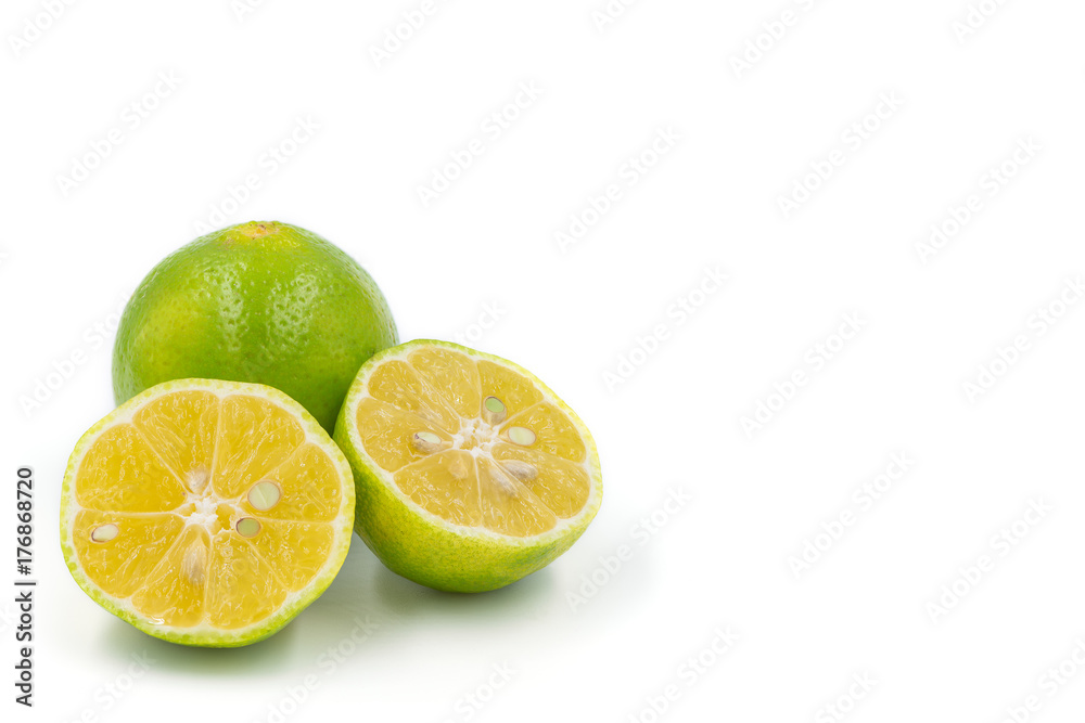 Sliced Thai lime isolated on white background Sliced Thai lime isolated on white background