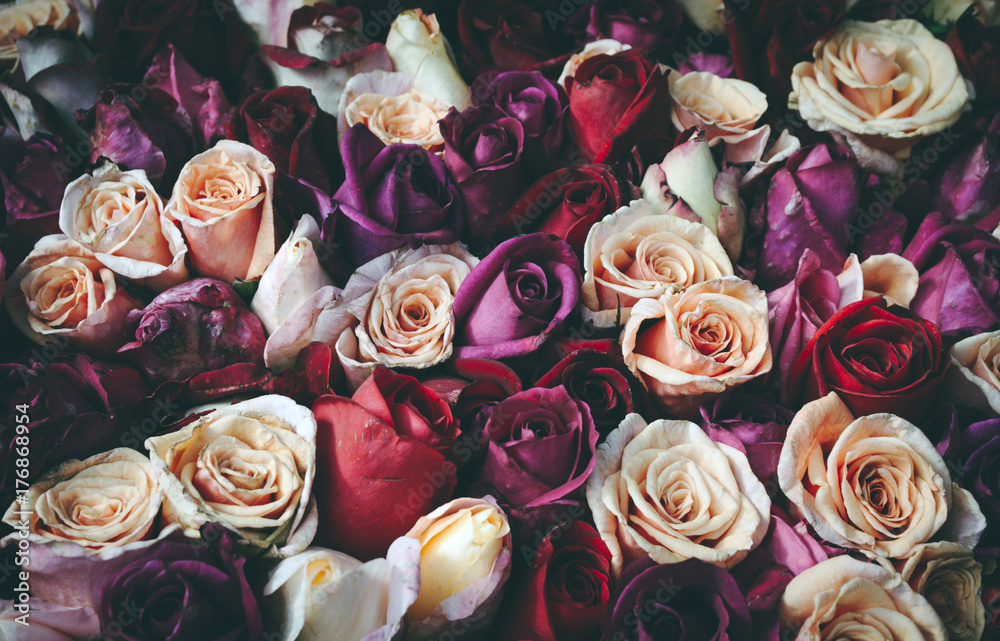 Romantic vintage bouquet of roses.
