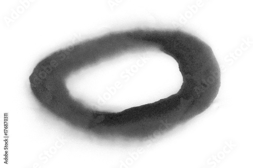 Black spray stain round, circle isolated on white background, clipping path