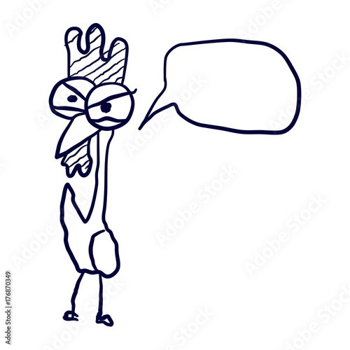 Hand drawn angry chicken