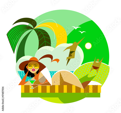 Travel woman. Geometric composition