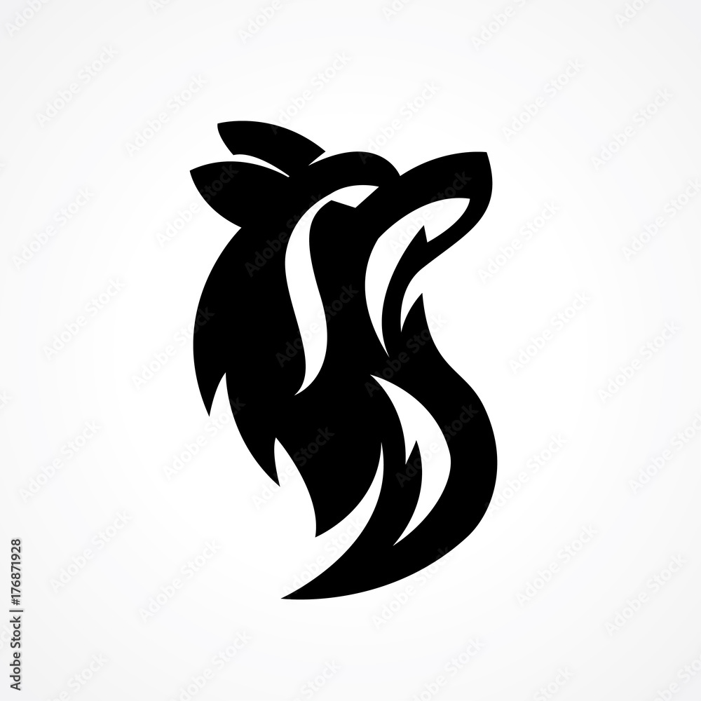 wolf head silhouette logo in letter S wolf head silhouette logo in letter S