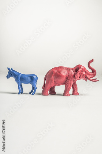 United States Democratic Donkey and Elephant Facing Away From Each Other photo