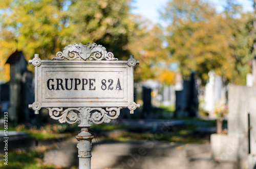 Canvas Print sign at cemetery Vienna, Austria