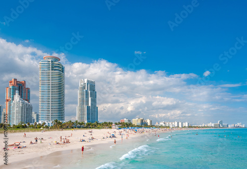 Miami Beach in Florida with luxury apartments and waterway, Florida