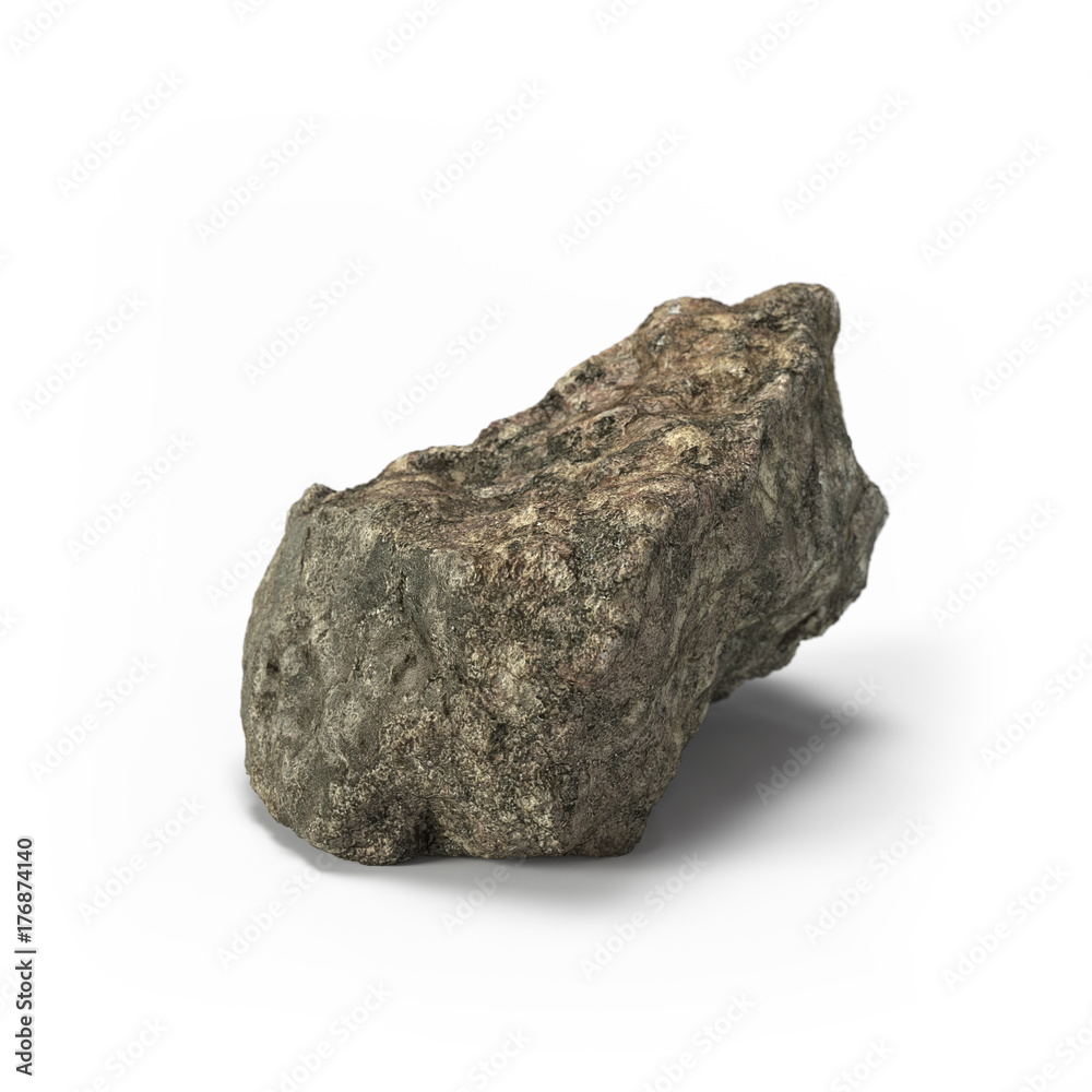 Obraz premium Duży kamień rock na białym tle renderowania 3d na białym tle