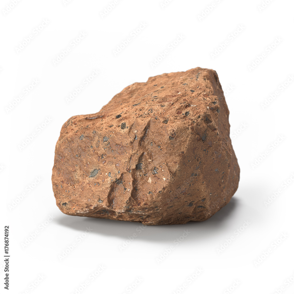 Large rock stone isolated on a white background 3d rendering