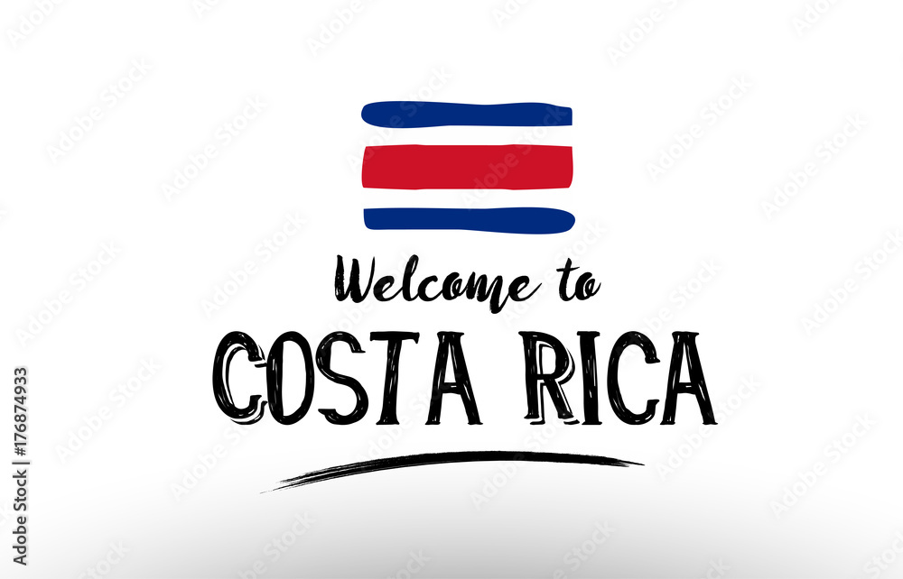 welcome to costa rica country flag logo card banner design poster Stock  Vector