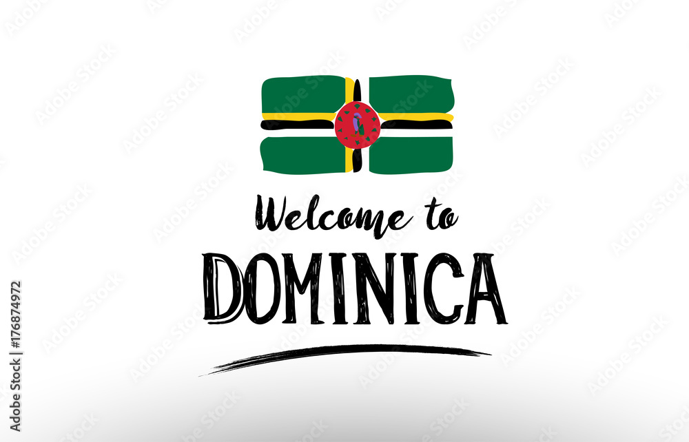 welcome to dominica country flag logo card banner design poster