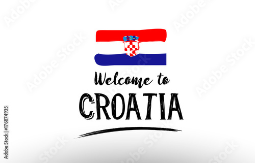 welcome to croatia country flag logo card banner design poster