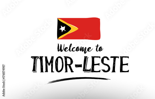 welcome to timor leste country flag logo card banner design poster