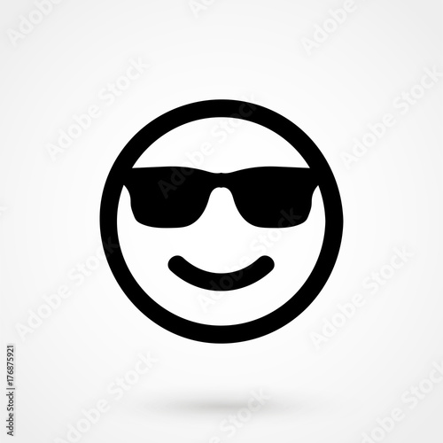 Smiley face with sun glasses vector icon.