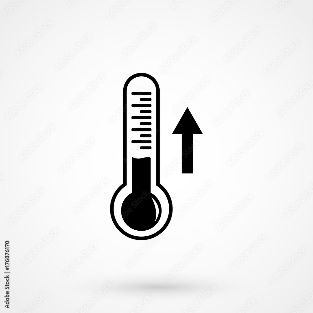Rise in temperature icon. Thermometer and meteorology, hot symbol. Flat design. Stock - Vector illustration Rise in temperature icon. Thermometer and meteorology, hot symbol. Flat design. Stock - Vector illustration