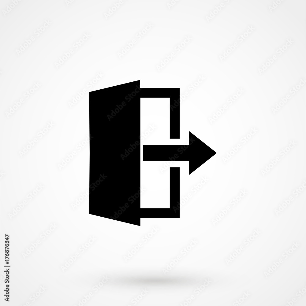 Exit Icon in trendy flat style isolated on grey background. Leave symbol for your web site design, logo, app Exit Icon in trendy flat style isolated on grey background. Leave symbol for your web site design, logo, app