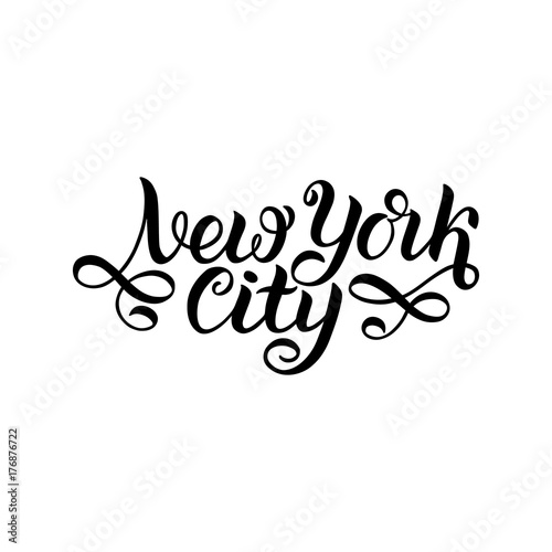 New york city. NY logo isolated. Black NYC label or logotype. Vintage badge calligraphy siolated on white. Great for t-shirts or poster.