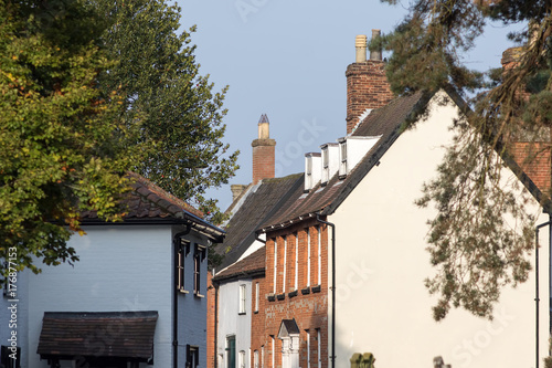 Quaint old English village street houses. Wymondham town Norfolk England. photo