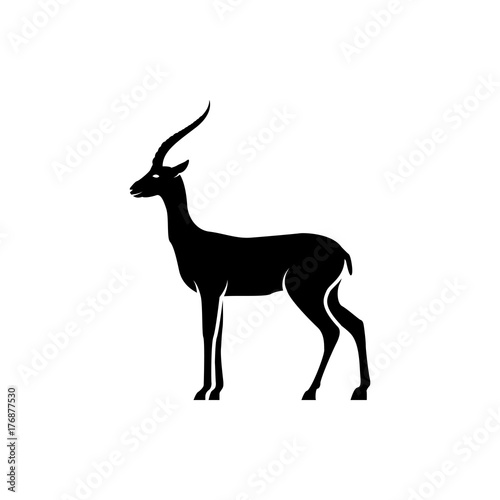 Vector antelope silhouette view side for retro logos, emblems, badges, labels template vintage design element. Isolated on white background