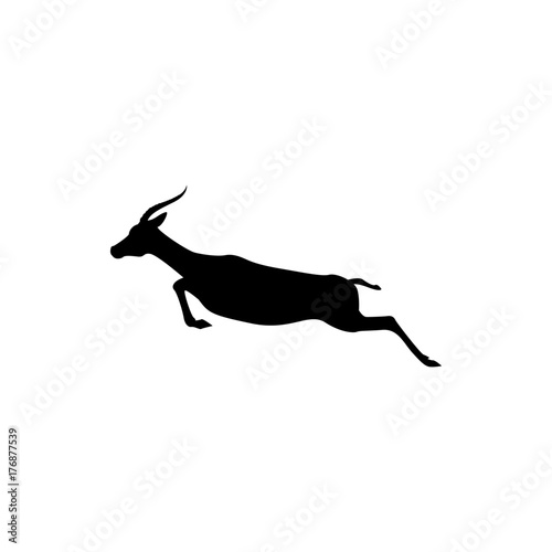 Vector jump antelope silhouette view side for retro logos, emblems, badges, labels template vintage design element. Isolated on white background