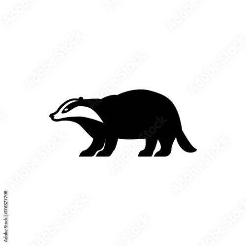 Vector badger silhouette view side for retro logos  emblems  badges  labels template vintage design element. Isolated on white background