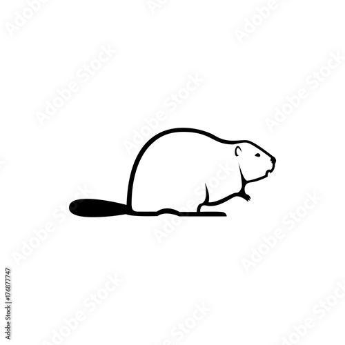Vector beaver silhouette view side for retro logos, emblems, badges, labels template vintage design element. Isolated on white background