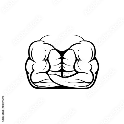 Vector fitness body for logos, emblems, badges, labels template and t-shirt vintage design element. Isolated on white background