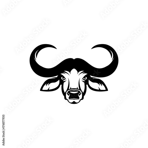 Vector african buffalo head, face for retro hipster logos, emblems, badges, labels template and t-shirt vintage design element. Isolated on white background