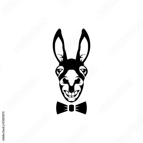 Vector donkey head, face  for retro hipster logos, emblems, badges, labels template and t-shirt vintage design element. Isolated on white background