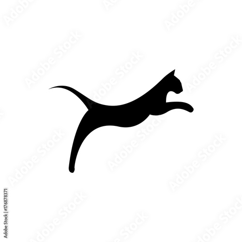 Obraz na plátně Vector cat silhouette view side for retro logos, emblems, badges, labels template vintage design element