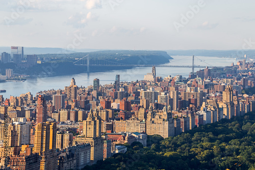 Aerial View of Upper West and George Washington Bridge in Manhattan, NY, USA