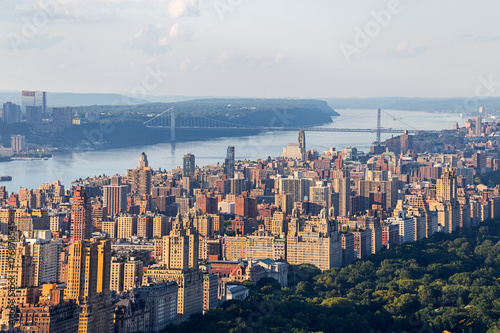 Aerial View of Upper West and George Washington Bridge in Manhattan, NY, USA photo