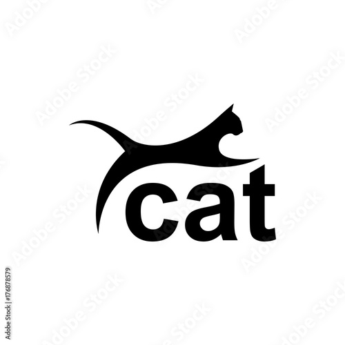 Slika na platnu Vector cat silhouette view side for retro logos, emblems, badges, labels template vintage design element