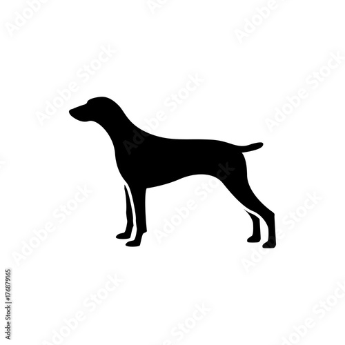 Vector dog silhouette view side for retro logos  emblems  badges  labels template vintage design element. Isolated on white background