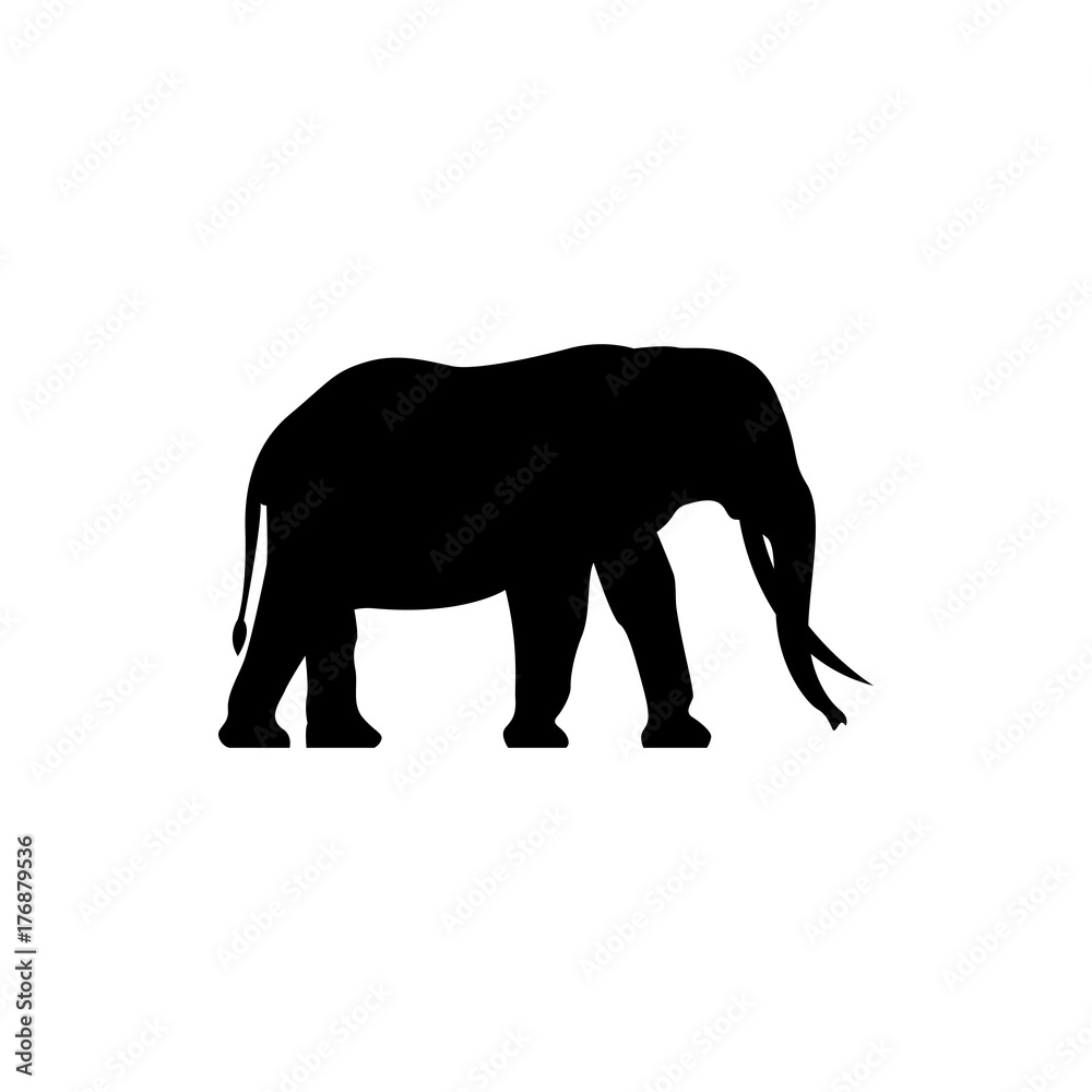 Vector elephant silhouette view side for retro logos, emblems, badges, labels template vintage design element. Isolated on white background Vector elephant silhouette view side for retro logos, emblems, badges, labels template vintage design element. Isolated on white background