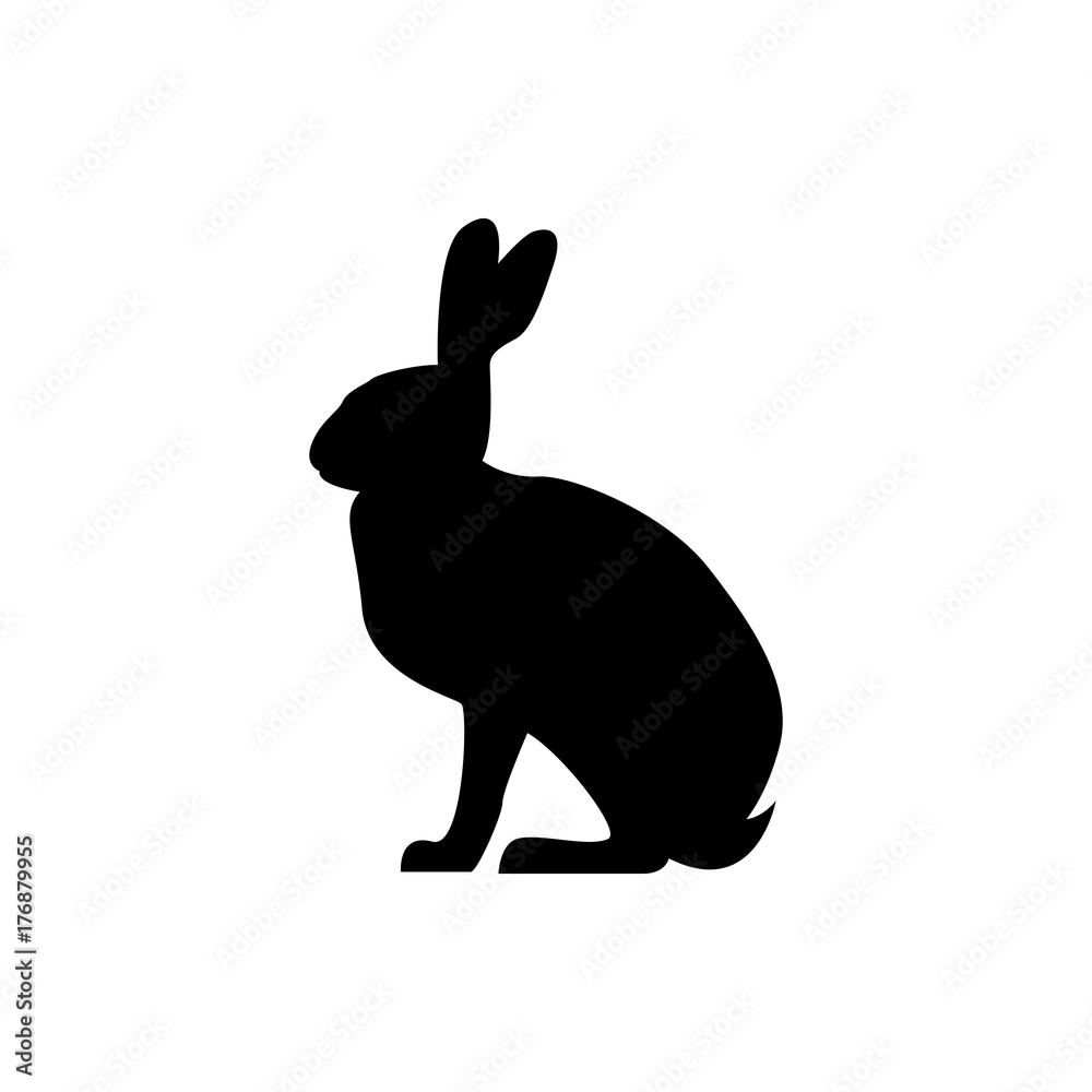 Vector hare silhouette view side for retro logos, emblems, badges, labels template vintage design element. Isolated on white background Vector hare silhouette view side for retro logos, emblems, badges, labels template vintage design element. Isolated on white background