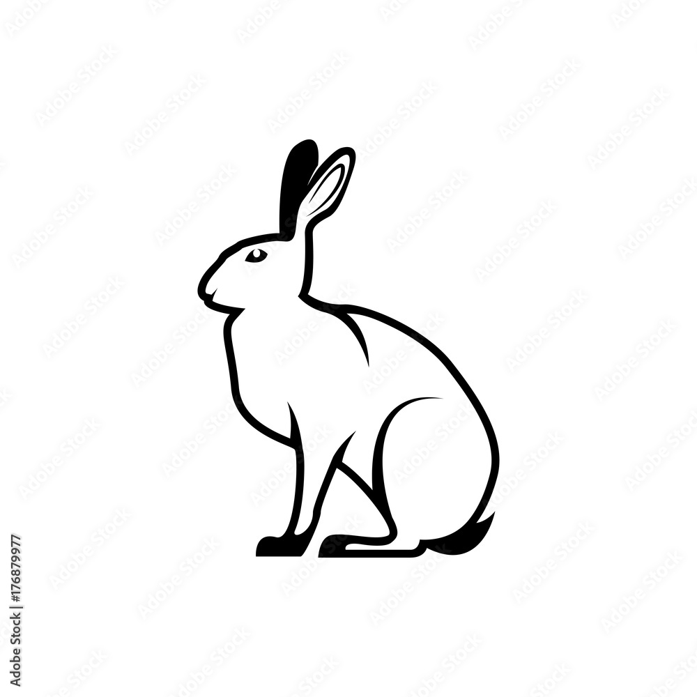 Vector hare silhouette view side for retro logos, emblems, badges, labels template vintage design element. Isolated on white background Vector hare silhouette view side for retro logos, emblems, badges, labels template vintage design element. Isolated on white background