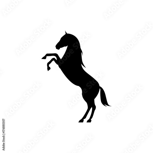 Fototapeta Naklejka Na Ścianę i Meble -  Vector horse silhouette view side for retro logos, emblems, badges, labels template vintage design element. Isolated on white background