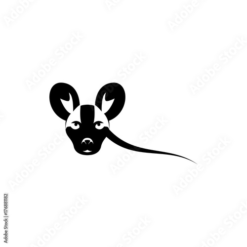 Vector lycaon head, face  for retro logos, emblems, badges, labels template and t-shirt vintage design element. Isolated on white background