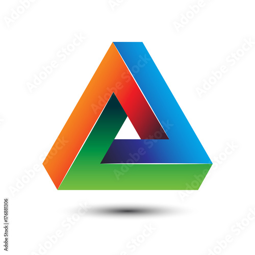 Colorful delta letter 3D impossible sign for logo template vector illustration