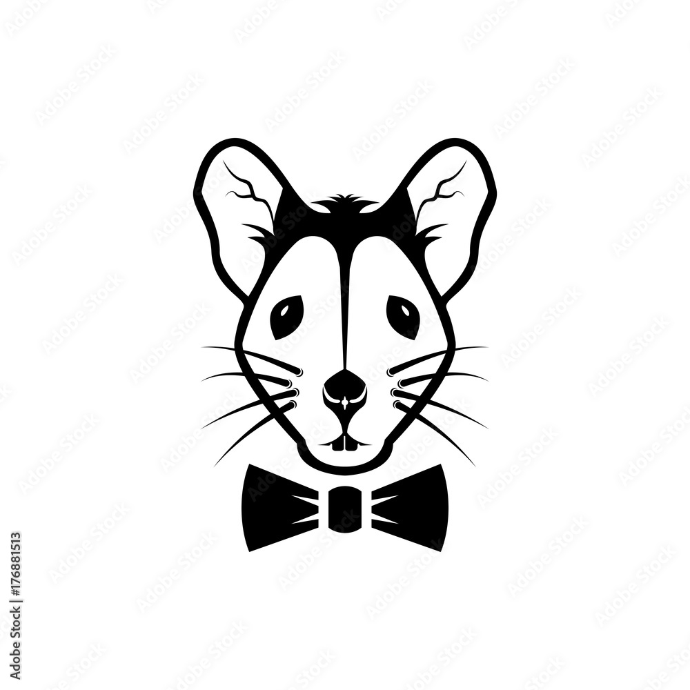 Vector mouse head, face for retro logos, emblems, badges, labels template and t-shirt vintage design element. Isolated on white background Vector mouse head, face for retro logos, emblems, badges, labels template and t-shirt vintage design element. Isolated on white background