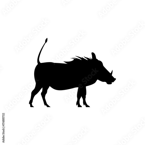 Vector warthog silhouette view side for retro logos  emblems  badges  labels template vintage design element. Isolated on white background